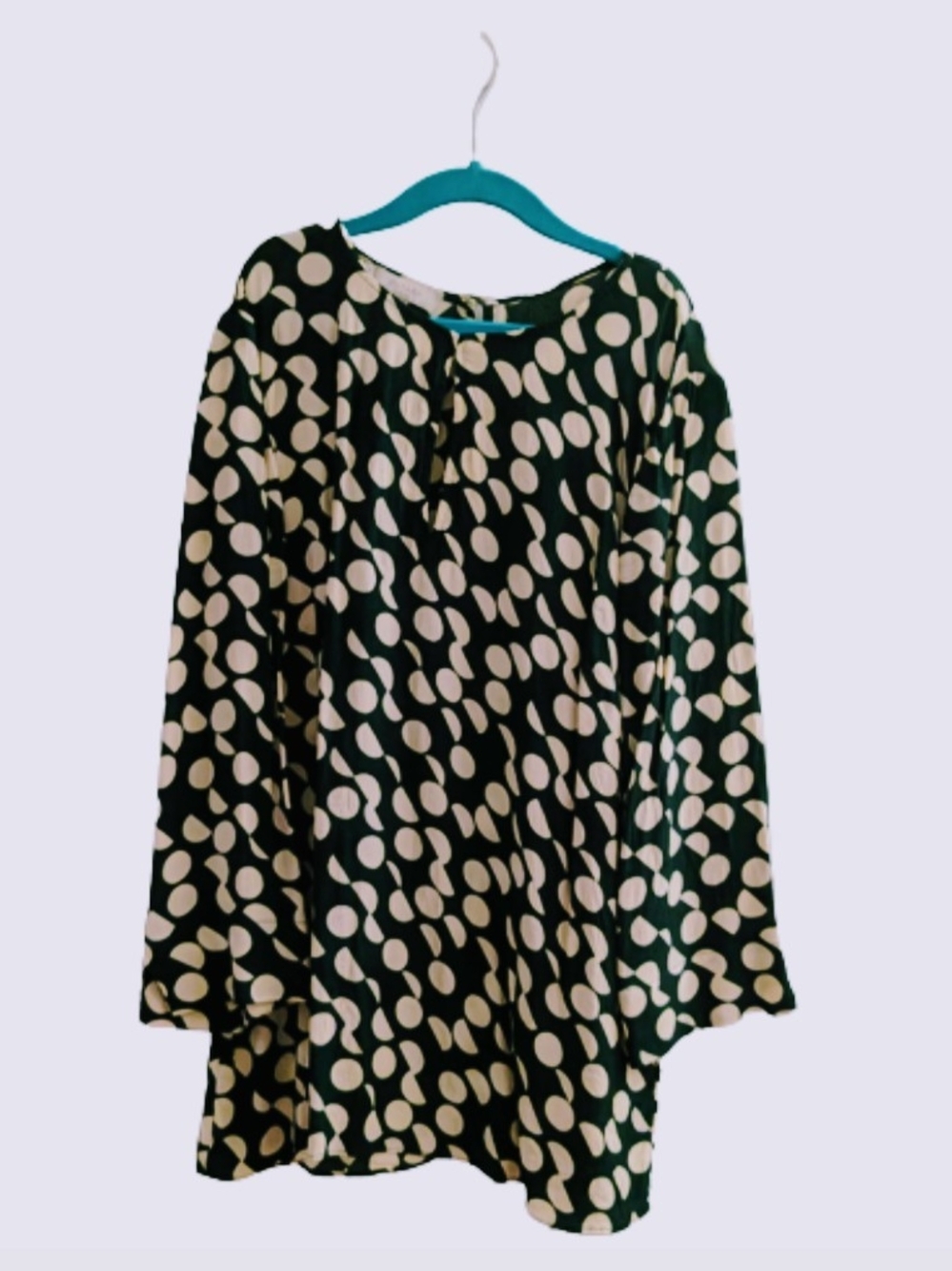 Green Polka-Dot Blouse - Women's Long Sleeve Top - Picture 2 of 2